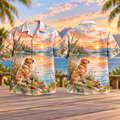 Golden Retriever Sunset Lake Hawaiian Shirt for Men and Women