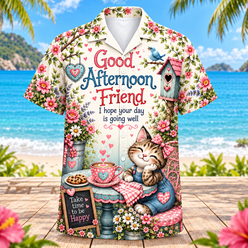 Good Afternoon Friend Cat Hawaiian Shirt