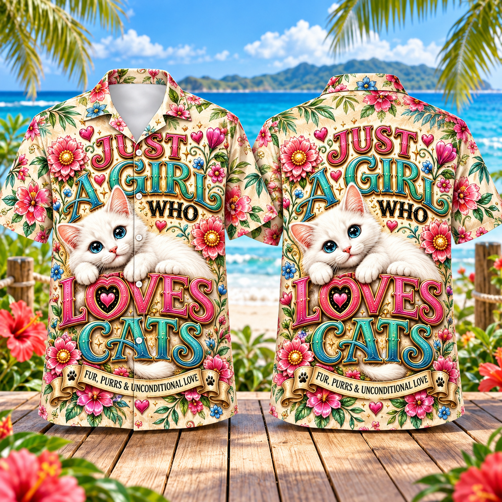 Just a Girl Who Loves Cats Hawaiian Shirt