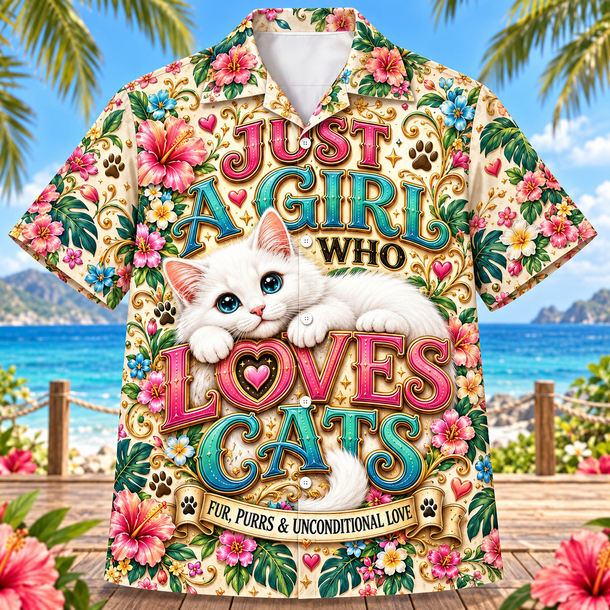 Just a Girl Who Loves Cats Hawaiian Shirt