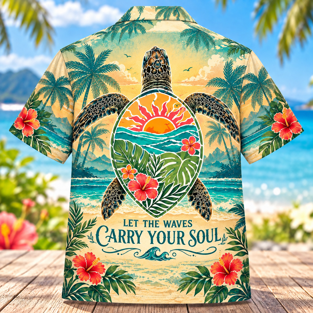 Let the Waves Carry Your Soul Sea Turtle Hawaiian Shirt