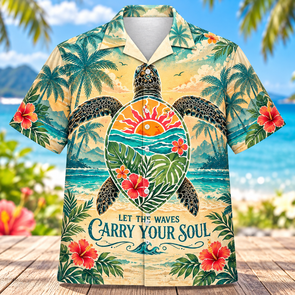 Let the Waves Carry Your Soul Sea Turtle Hawaiian Shirt