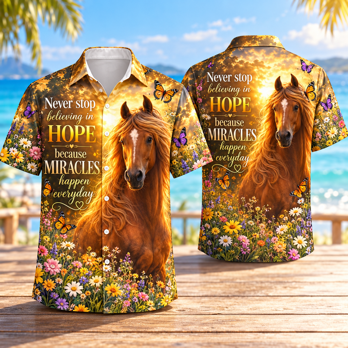 Never Stop Believing in Hope Horse Hawaiian Shirt