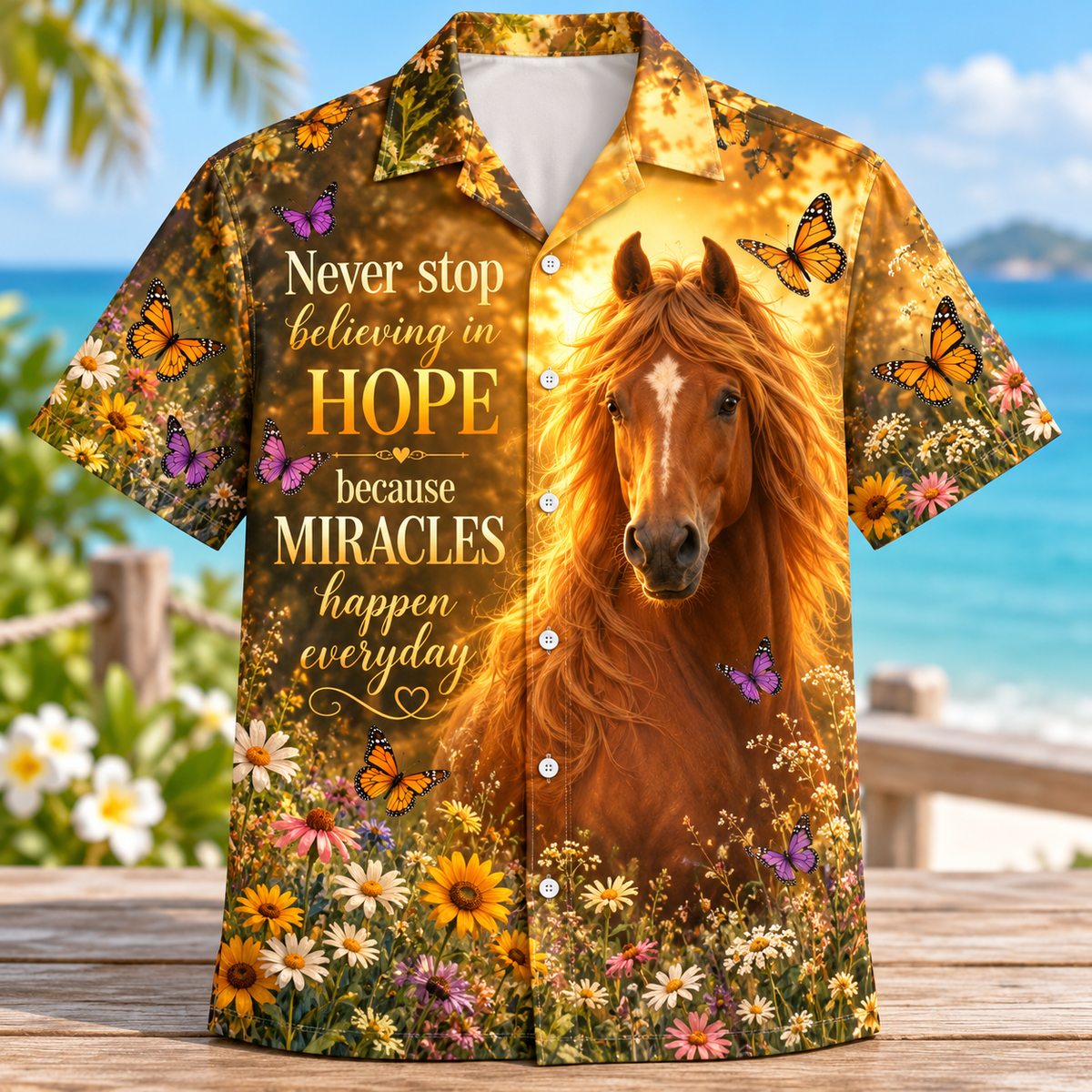 Never Stop Believing in Hope Horse Hawaiian Shirt